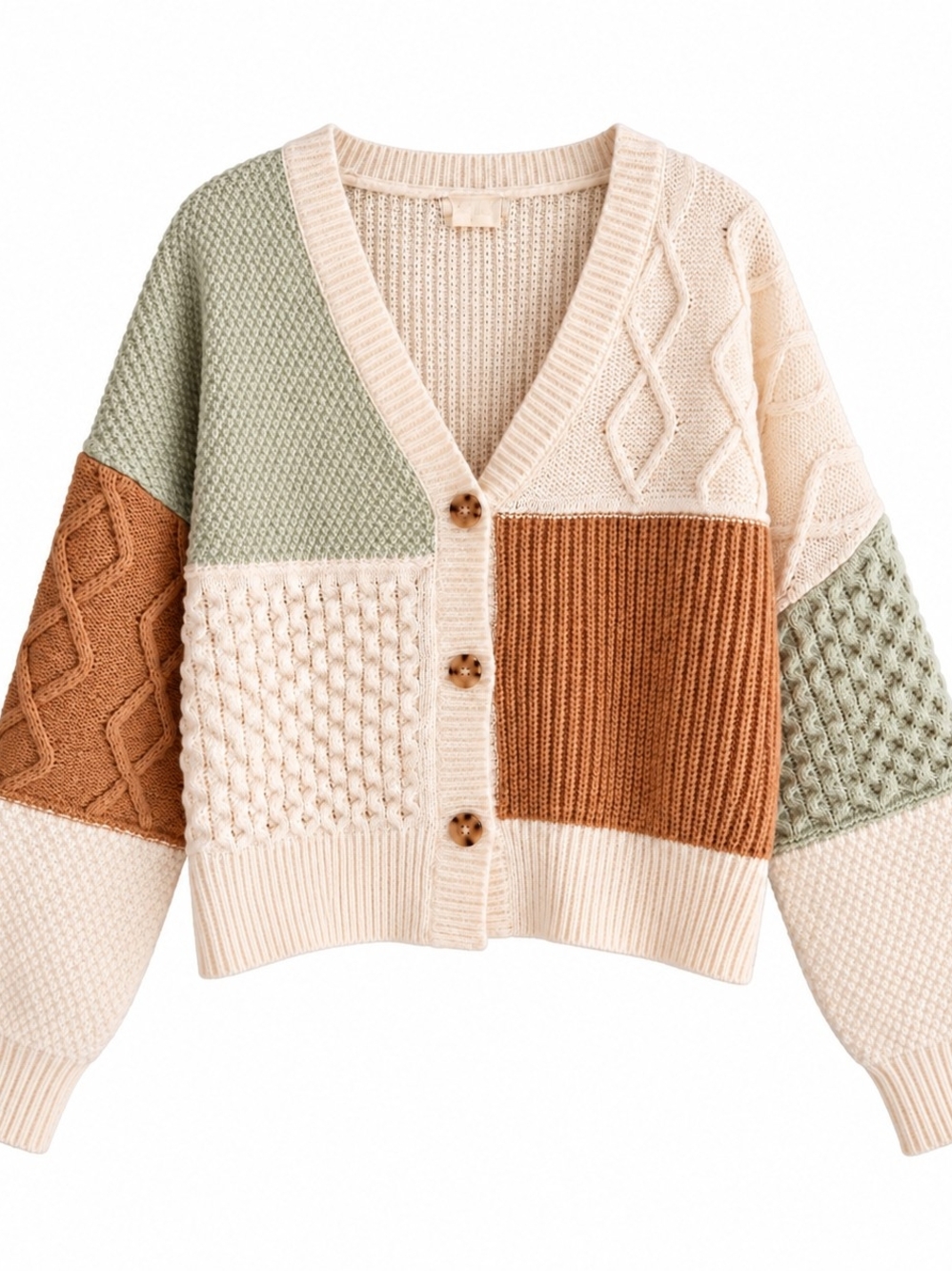 Altar’d State Chunky Knit Colorblock Patchwork Cardigan Sweater M
